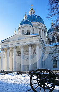 Winter view of The Trinity Cathedral Troitsky sobor in Saint-P