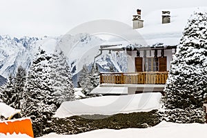 Winter view on the valley in Swiss Alps, Verbier, Switzerland