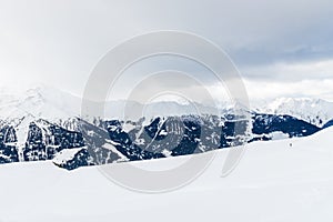 Winter view on the valley in Swiss Alps, Verbier, Switzerland