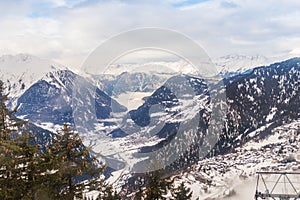 Winter view on the valley in Swiss Alps, Verbier, Switzerland