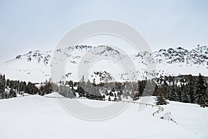 Winter view on the valley in Swiss Alps, Verbier, Switzerland