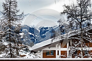 Winter view on the valley in Swiss Alps, Verbier, Switzerland