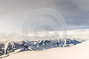 Winter view on the valley in Swiss Alps, Verbier, Switzerland