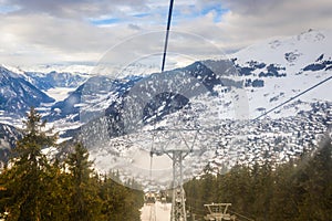 Winter view on the valley in Swiss Alps, Verbier, Switzerland