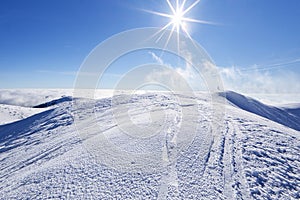Zimný pohľad z Veľkej Chochule v Nízkych Tatrách