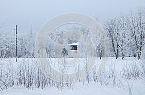 Winter view of village house photo