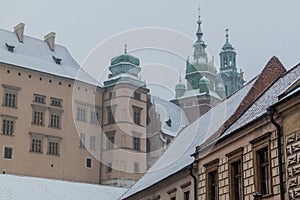 Winter view of Wawel castle in Krakow, Pola