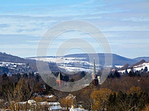 Winter village landscape of Homer New York