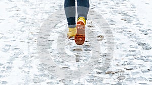 Winter Walk in Yellow Leather Boots