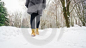 Winter Walk in Yellow Leather Boots