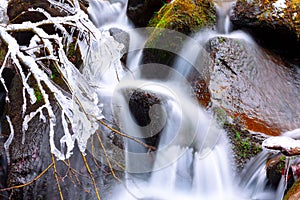 Winter water cascade long exposure