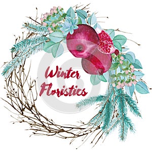 Winter Watercolor Floristic Composition