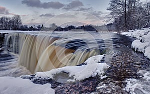 Winter waterfall in Estonia. Jagala juga.