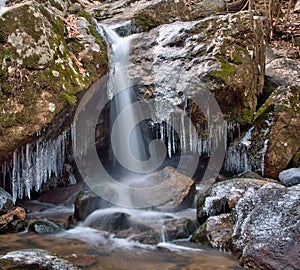Winter waterfall and icicles