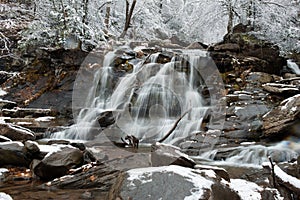 Winter waterfall in Kaaterskill Falls Catskills Mountains of New York