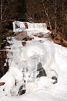 Winter waterfall in the woods