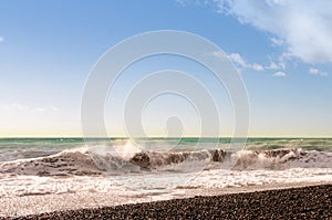 Winter waves running ashore.