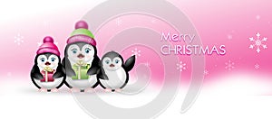 Winter web banner with penguins