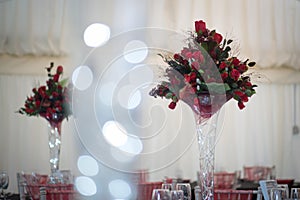 Winter wedding table centrepiece