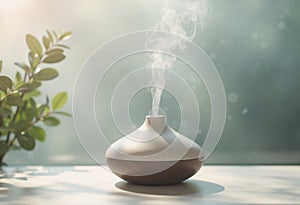 Winter wellness aromatherapy essential oils set with a diffuser