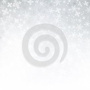 Winter white background christmas made of snowflakes and snow wi