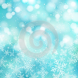 Winter white christmas bokeh blue and sparkling lights Festive b