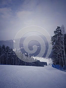 Winter white ski resort