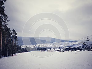 Winter white ski resort