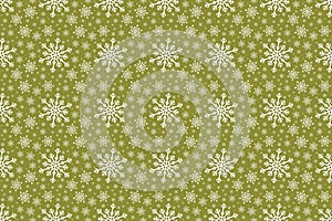 Winter White Snowflake seamless pattern on gold Background