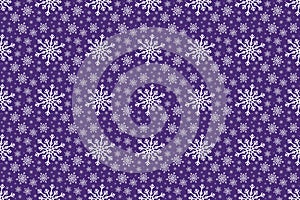 Winter White Snowflake seamless pattern on purple Background