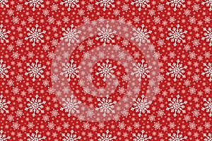 Winter White Snowflake seamless pattern on red Background