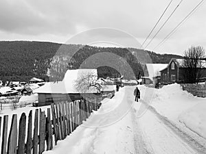 Winter white village