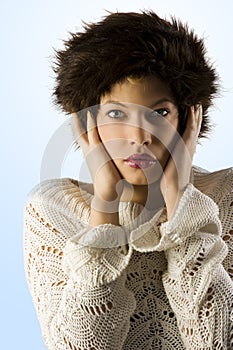 Winter woman fur hat