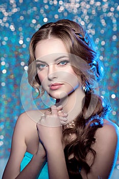 Winter woman model gorgeous beauty makeup stylish hairstyle. You