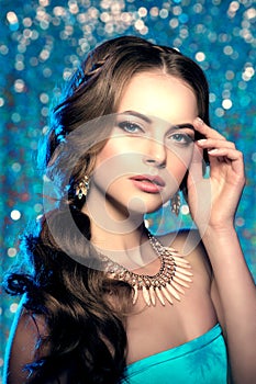 Winter woman model gorgeous beauty makeup stylish hairstyle. You
