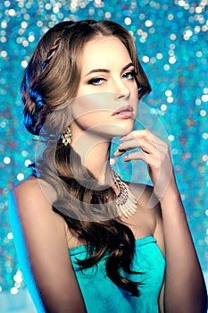 Winter woman model gorgeous beauty makeup stylish hairstyle. You