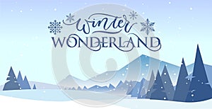 Winter wonderland banner postcard illustration