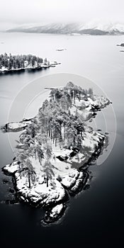 Winter Wonderland: A Breathtaking Aerial View Of A Snowy Island