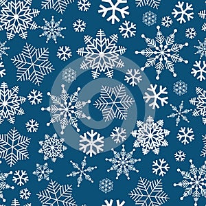 Winter wonderland delicate white snowflake crystal on a blue background