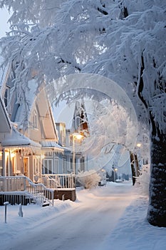 Winter Wonderland: A Dreamy Cityscape of Jungian Symbols and Stu photo