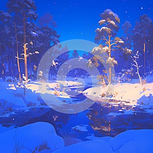 Winter Wonderland: Polar Forest Under the Aurora