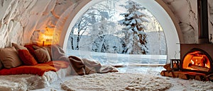 Winter Wonderland Retreat: Warmth Meets Snow\'s Serenity. Concept Winter Wonderland, Retreat,