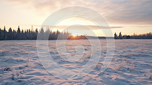 Winter Wonderland Scenic Sunrise In Rural Finland photo
