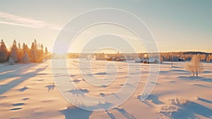 Winter Wonderland: A Serene Snow-covered Field In Rural Finland