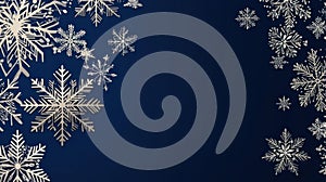 Winter Wonderland: Snowflakes Border on Blue Background