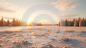 Winter Wonderland: Stunning 8k Scenic Shot Of Snowy Field In Rural Finland