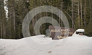 Winter Woods Rogue River Siskiyou National Forest Welcome Sign