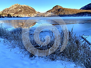 Winterday in Norway at the lake in the West coast of Norway, VikesÃ¥. photo