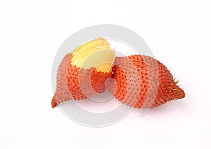 Wintergreen shell on white background, Salak Palm fruit, tropical fruit in Thailand
