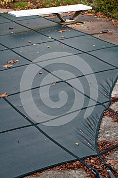 Winterized backyard swimming pool